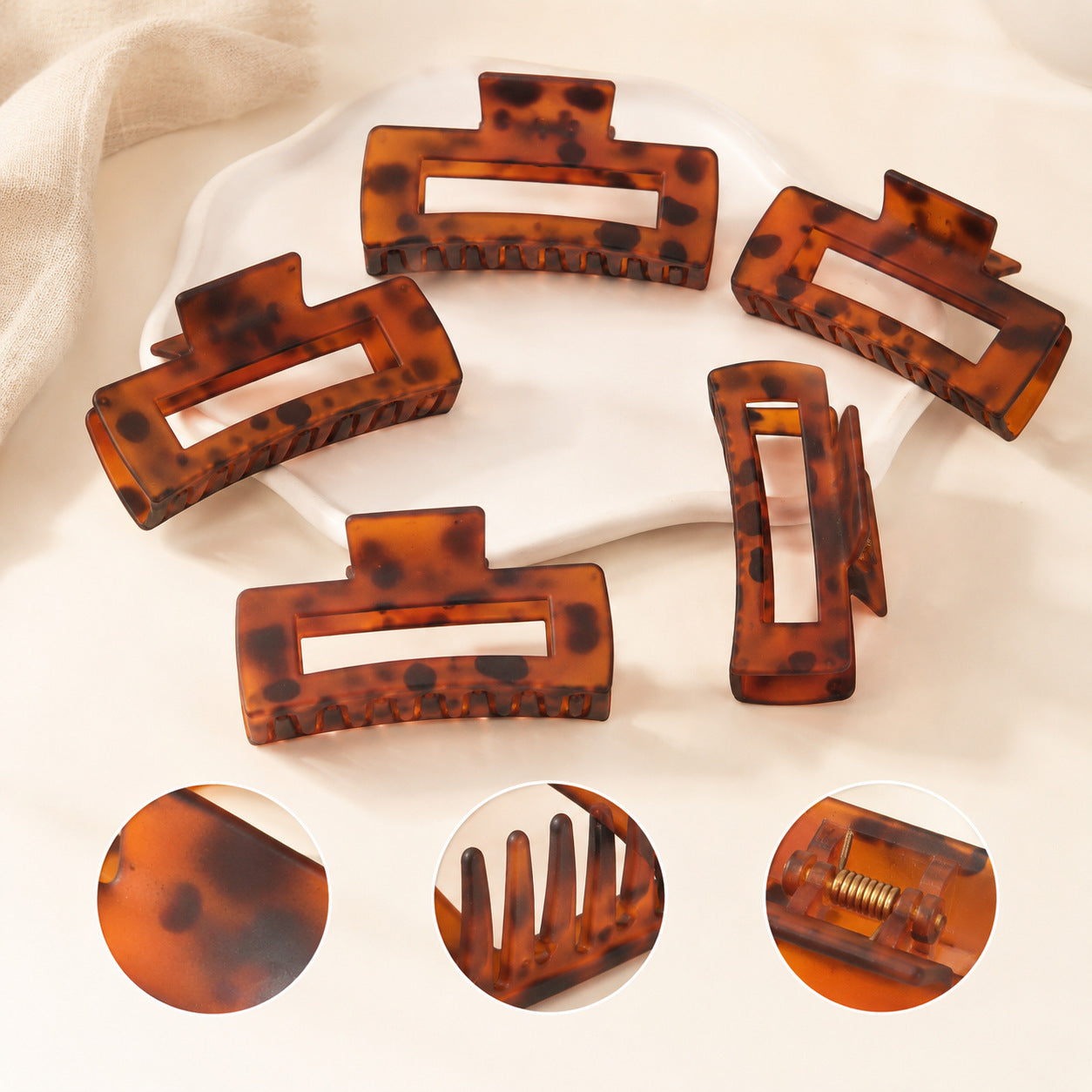 Wholesale Retro Tortoiseshell Acetate Hair Claw Clip For Women Large Hollow Rectangle Design Fashion Hair Accessory Boutique Resale Gift