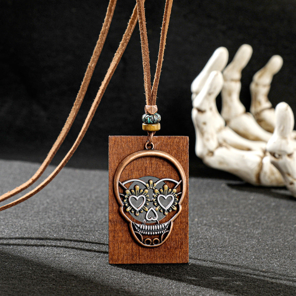 Wholesale Trendy  Multi Layer Skull Skeleton Pendant Long Chain Necklace Fashion Jewelry Accessory For Everyday Styling