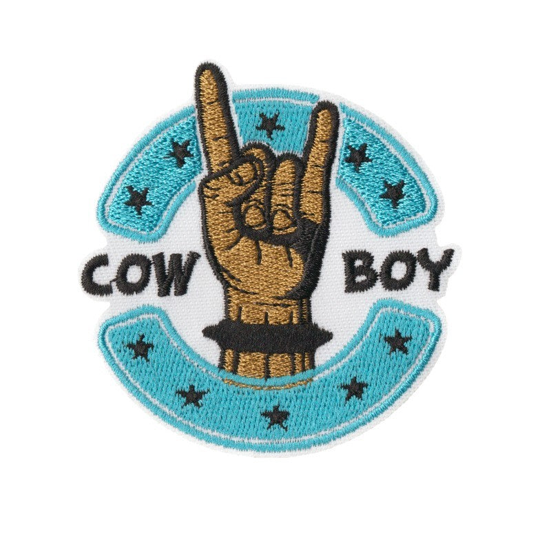 Wholesale 9 Piece Cartoon Cowboy Embroidered Patches With Adhesive Backing For Clothing Towel DIY Accessory