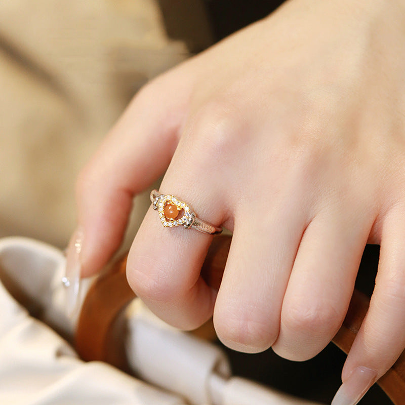 Wholesale Sparkling Diamond Love Agate Copper Rings