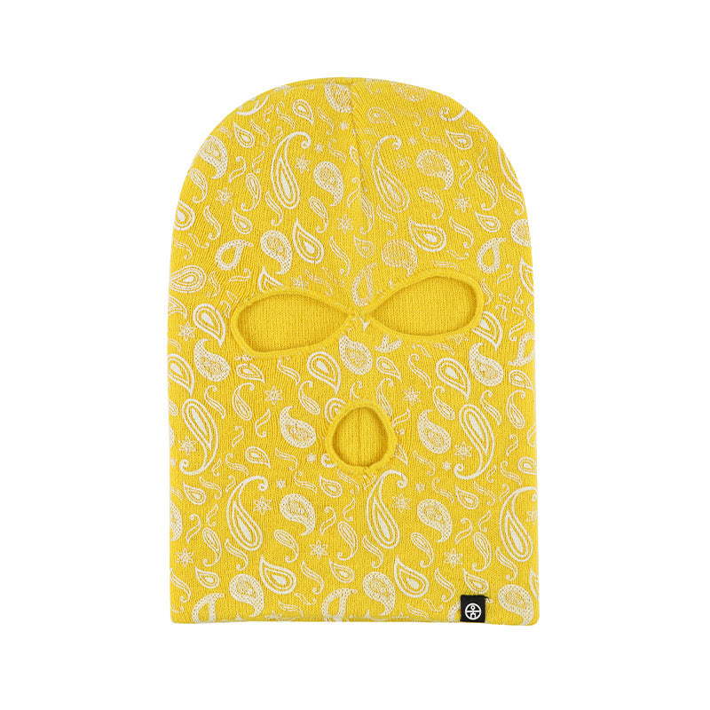 Wholesale Warm Knitted Hat Cashew Flower Three Hole Ear Protection Coldproof Cycling Mask