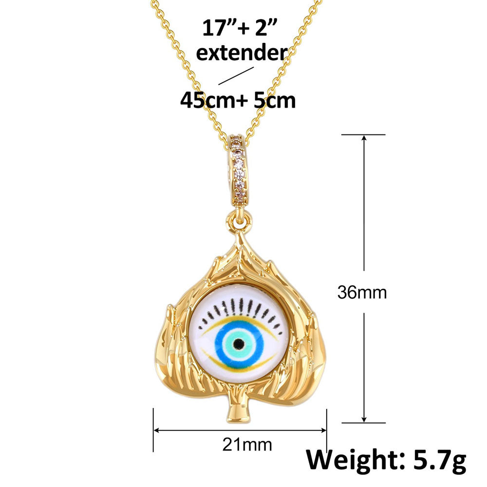 Wholesale Gold Plated Copper Turkish Evil Eye Pendant Necklace DIY Jewelry Accessory For Women