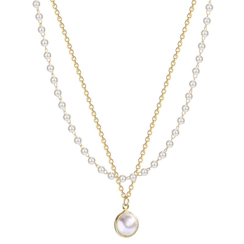 Wholesale Double pearl clavicle necklace