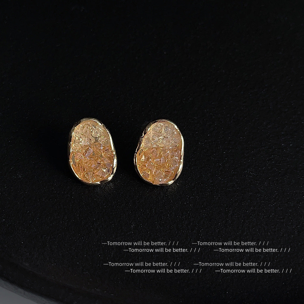 Wholesale Orange Sea Gradient Crystal Sweet Earrings