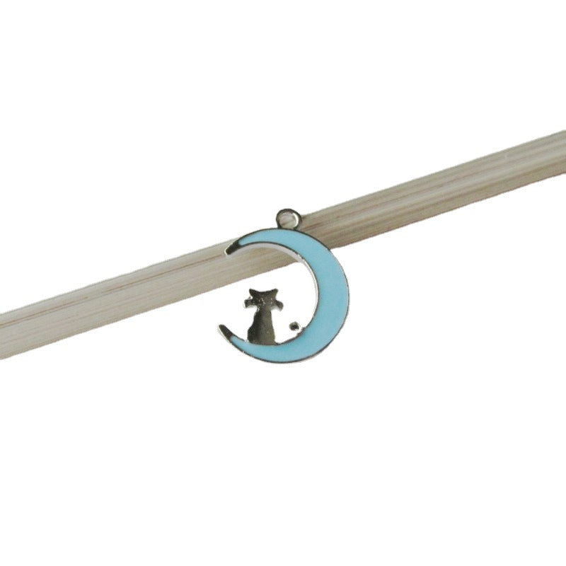 Wholesale Moon Cat Oil Dropping Alloy Jewelry Pendant Charms