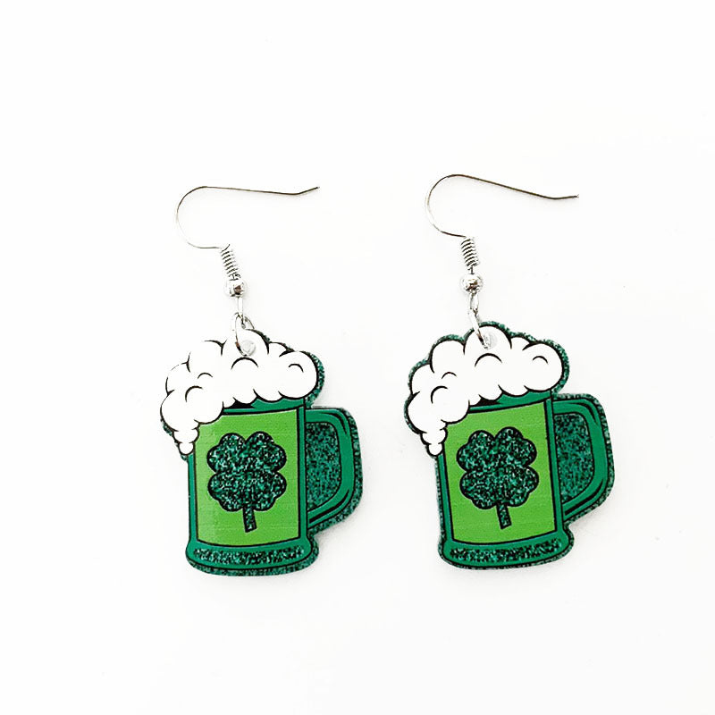 Wholesale St. Patrick's Day Acrylic Green Glitter Earrings