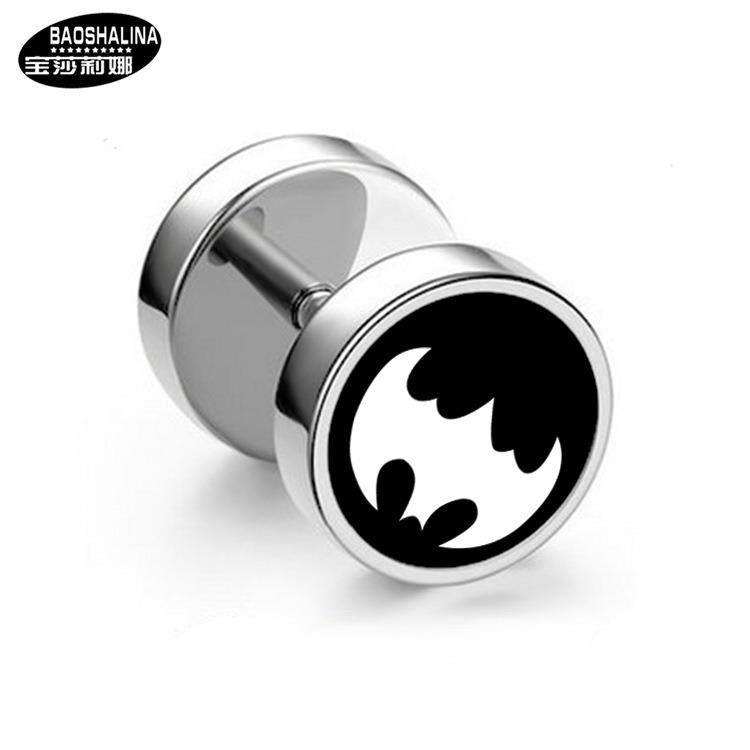 Wholesale Titanium Steel Barbell Fashion Dumbbell Black Street Earrings