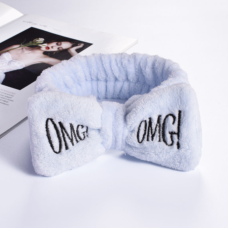 Wholesale Flannel Face Wash Makeup Bow Knot Plush Headband