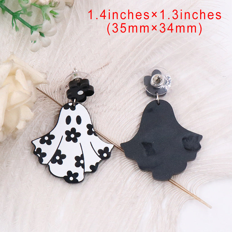 Wholesale 5pairs/pack Flower Ghost Halloween Acrylic Earrings
