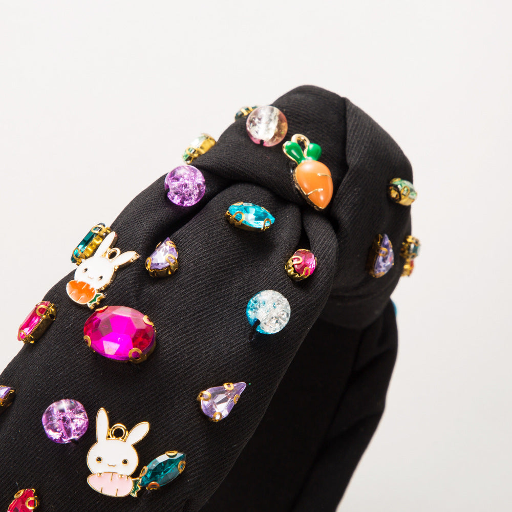 Wholesale Easter Diamond Crystal Cute Cartoon Jade Rabbit Headband