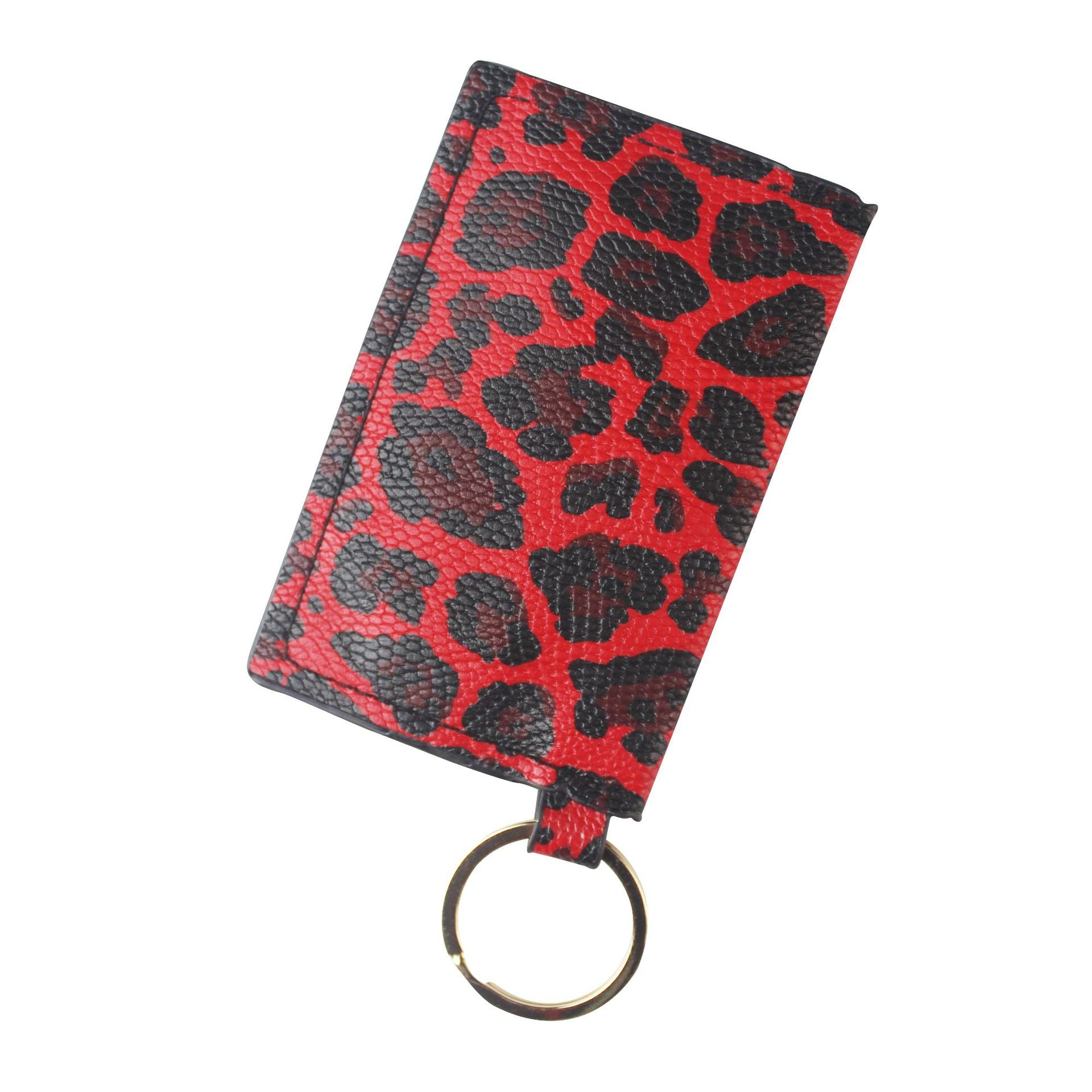 Wholesale Leopard Leather PU Zero Wallet Card Bag Keychain