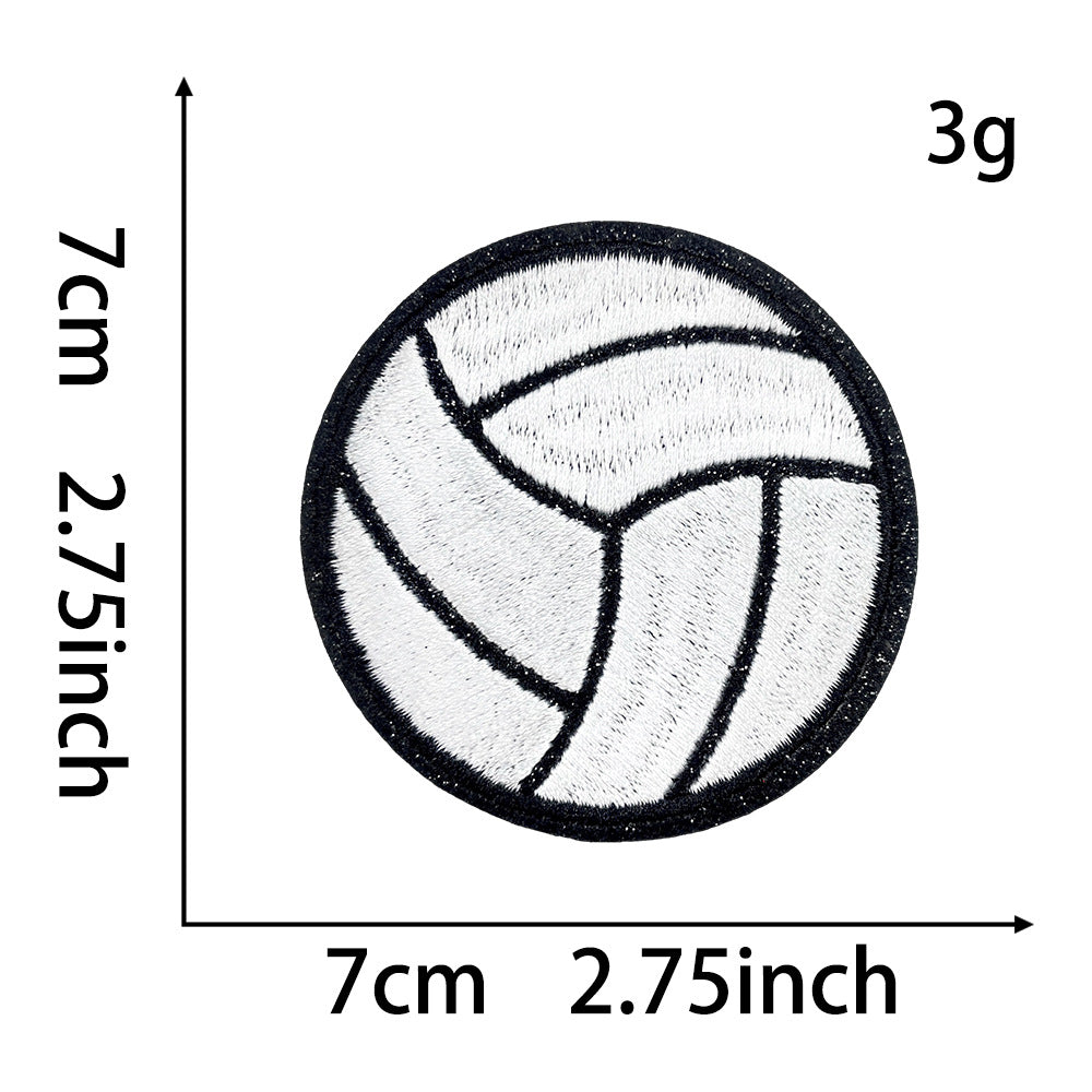 Wholesale Embroidered Sports Ball Patches Red White Athlete Design Adhesive DIY Applique For Coats Trendy Decorative Craft
