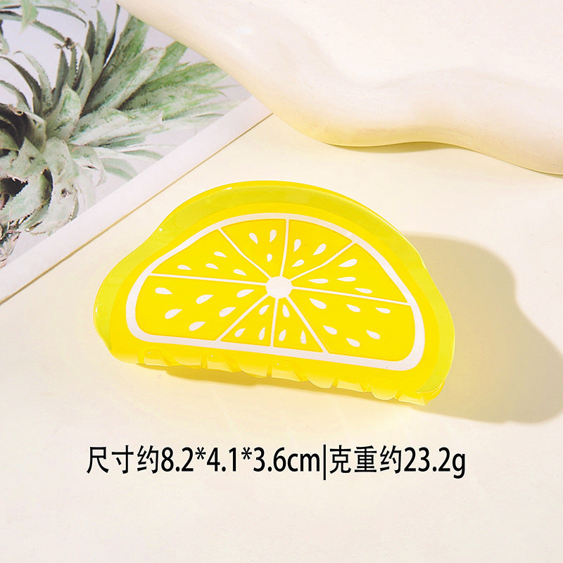 Wholesale PVC Korean Style Fruit Hair Clips Cute Lemon Strawberry Claw Clip For Everyday Styling Gift