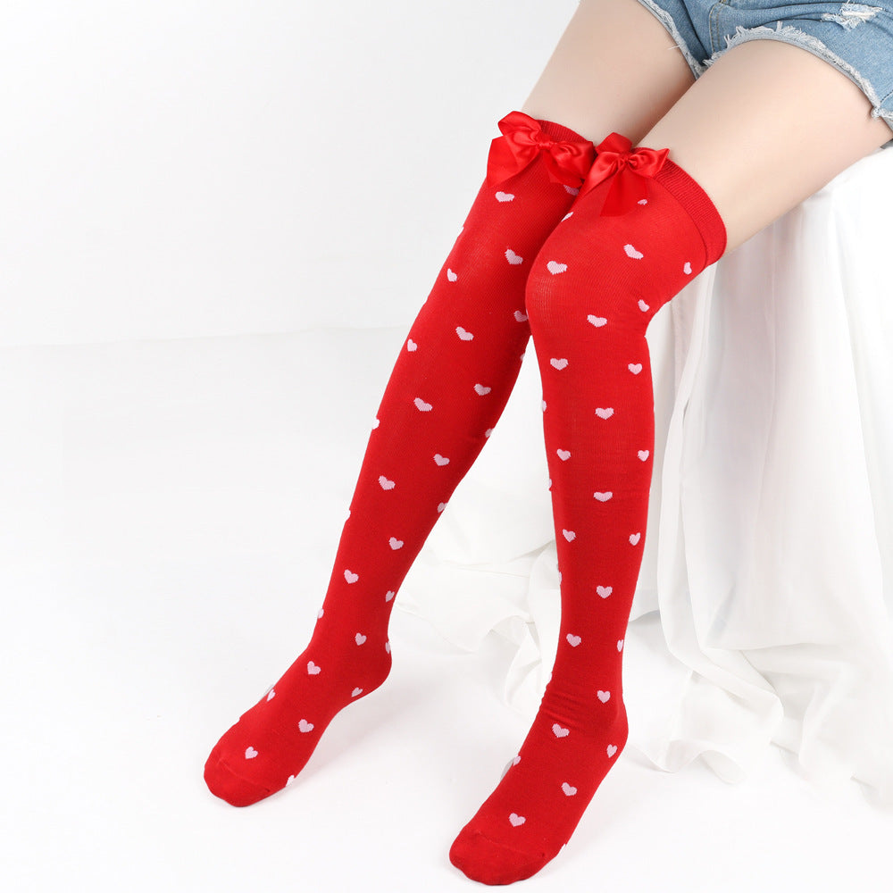 Wholesale Valentine's Day Party Date Over the Knee Cute Bow Calf Socks