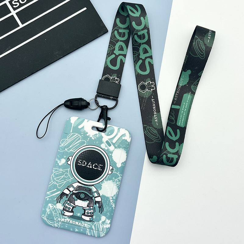 Wholesale Slide Embossed Cartoon Astronaut Protective Case with Long Rope