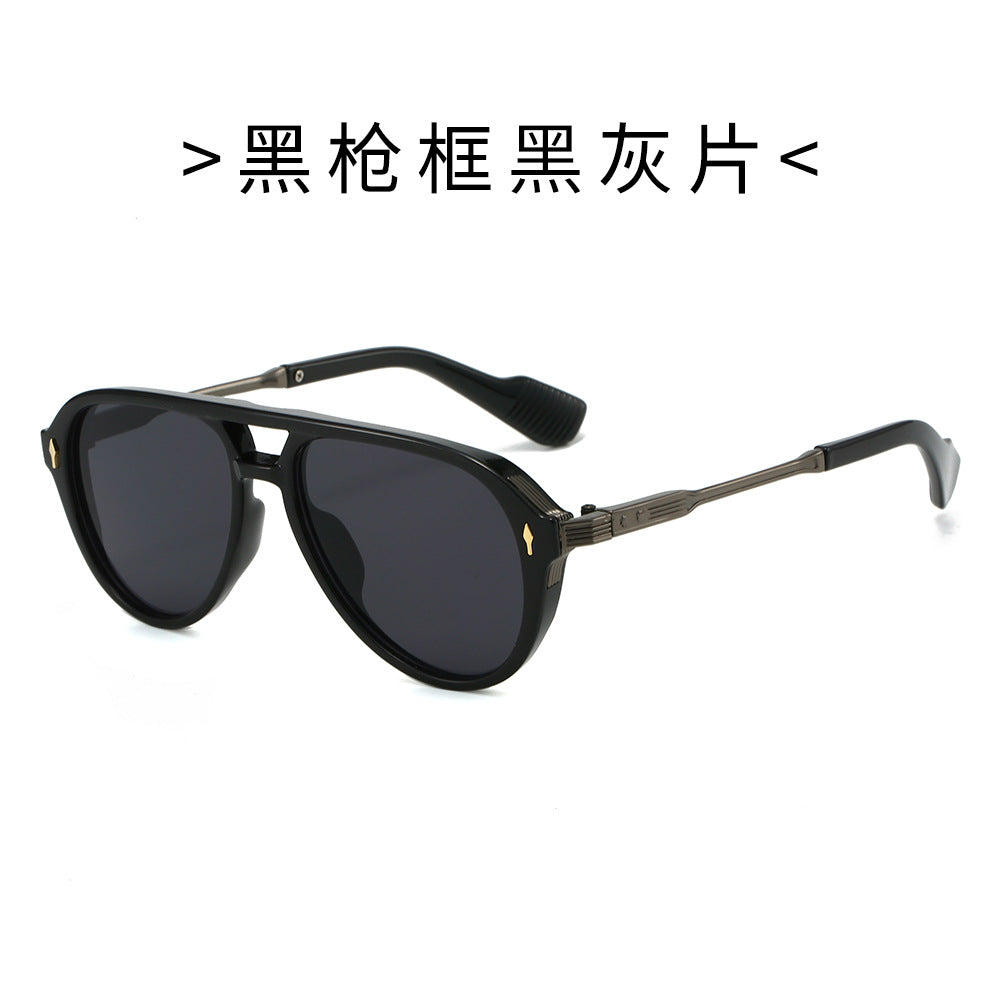 Wholesale Gold and plastic mixed double-beam toad sunglasses for men