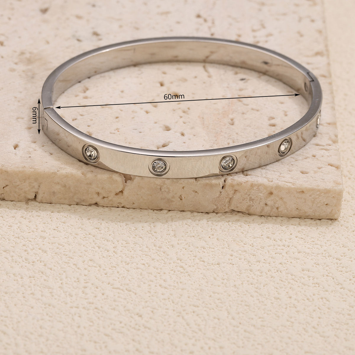 Wholesale Stainless Steel Slim Waist Bracelet with Diamond Inlay