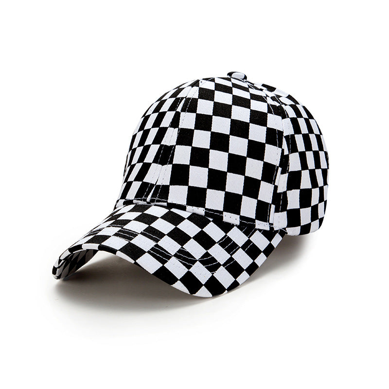 Wholesale Irregular Black and White Plaid Cotton Baseball Cap