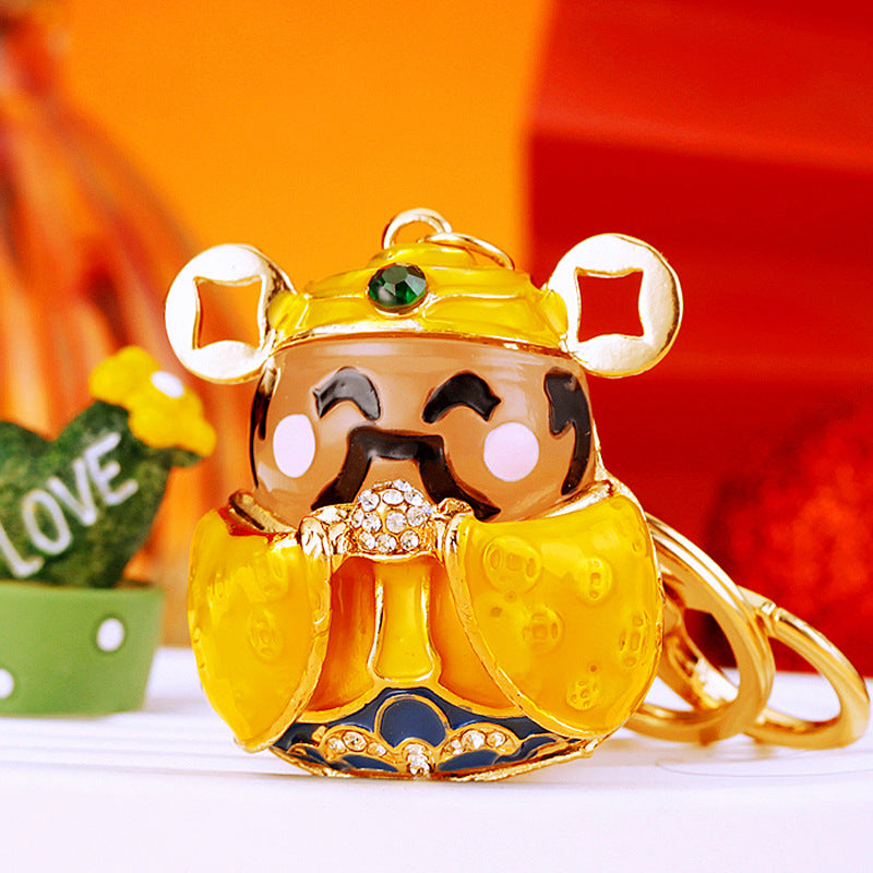 Wholesale Metal Pink Rhinestone Lucky Bag Keychain Chinese Style Car Key Accessory For Women Gift