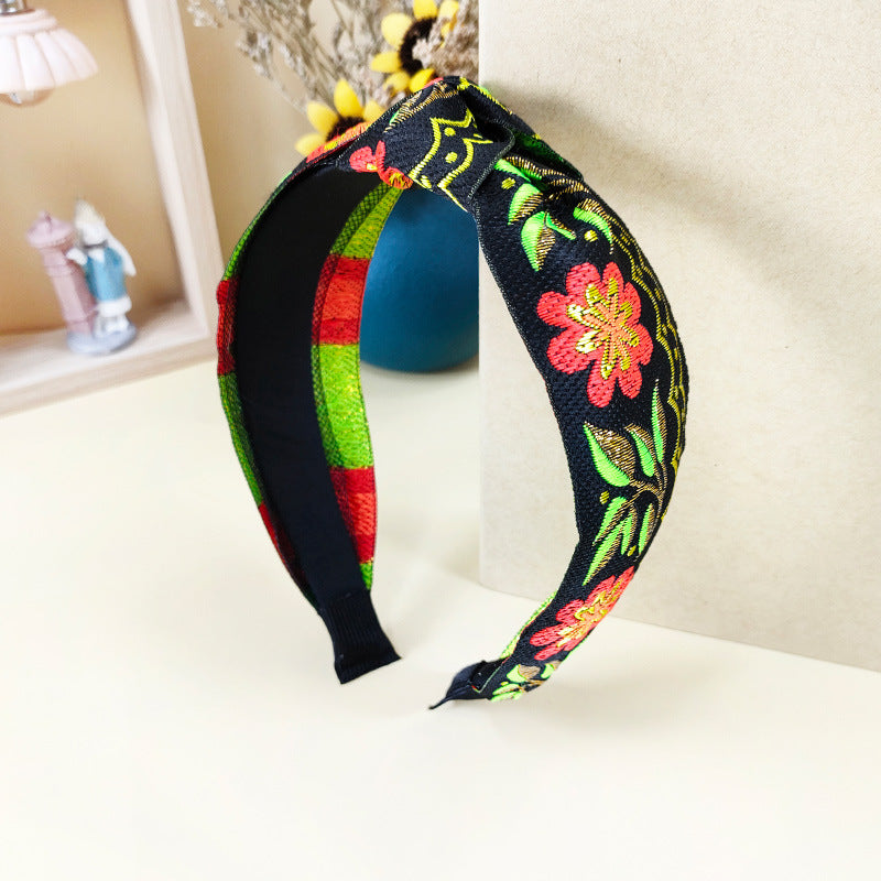 Wholesale Ethnic Style Embroidery Knot Fabric Hair Hoops