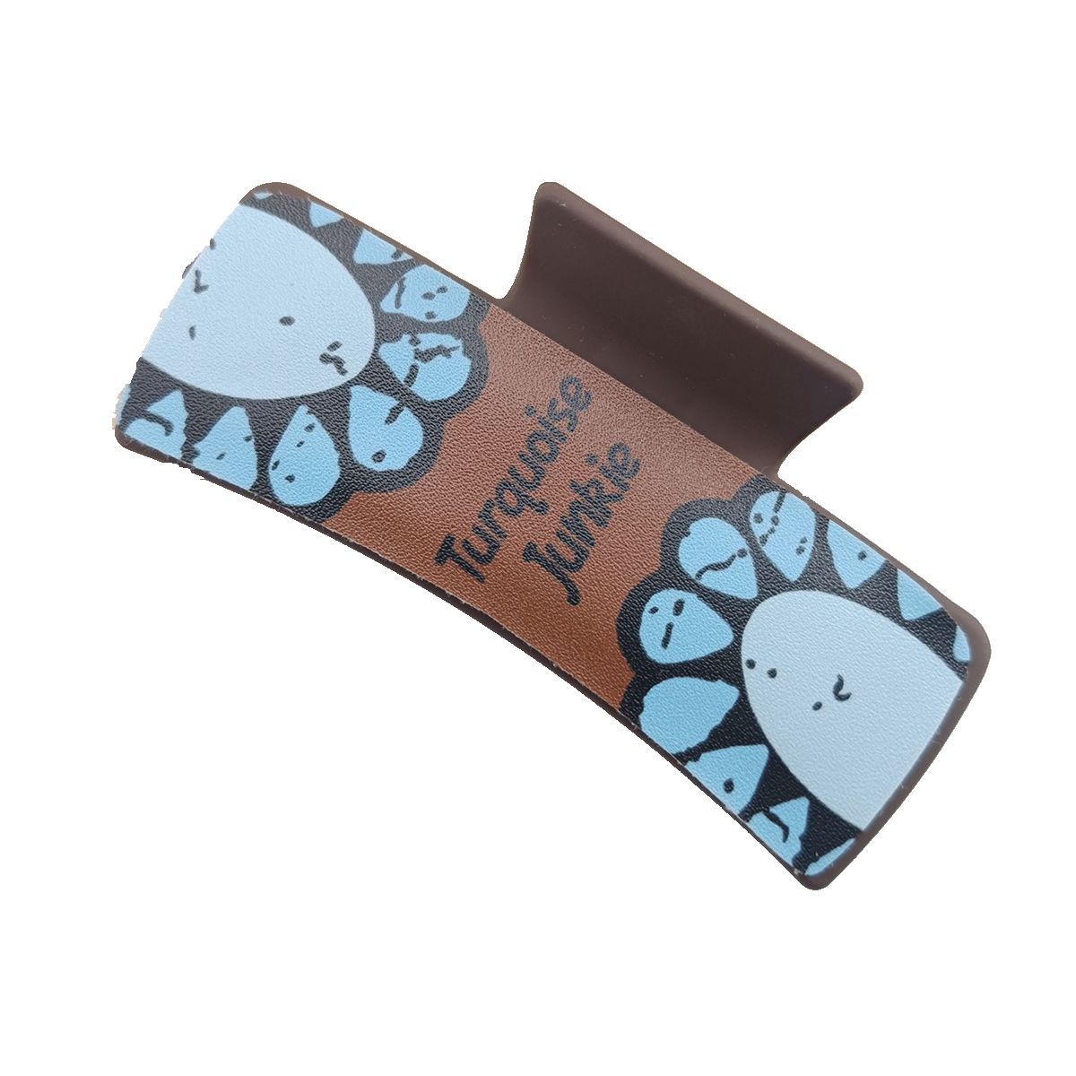 Wholesale PU Leather Shark Clip Retro Playing Cards Print Women S Fashion Hair Accessory