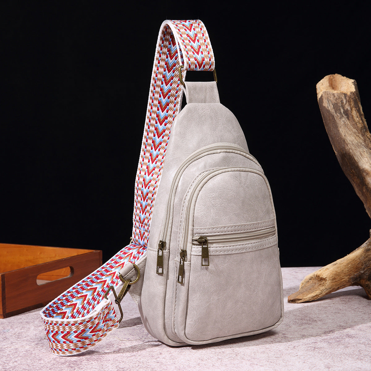 Wholesale Retro Casual Chest Bag PU Solid Color Crossbody Bag Bohemian Style Waist Bag