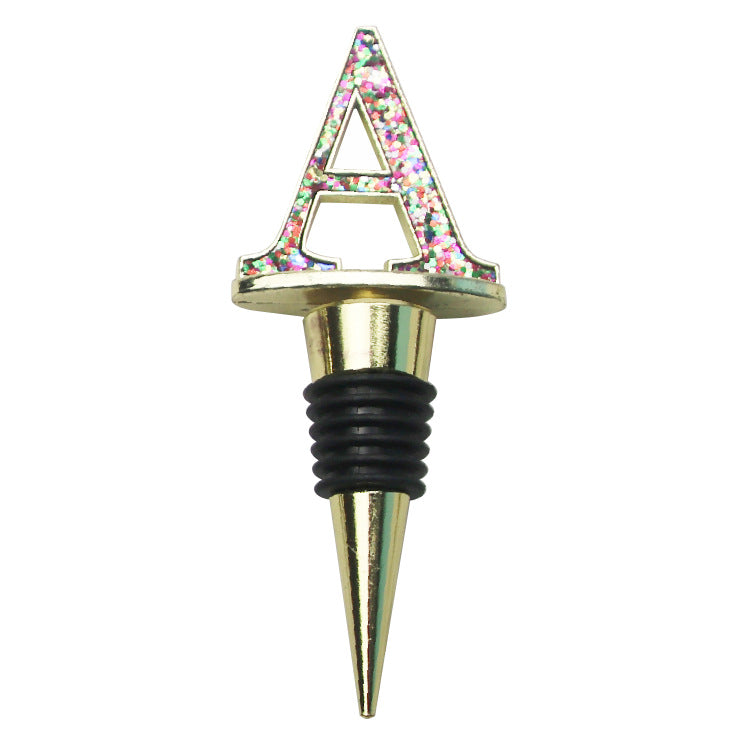 Wholesale Zinc Alloy 26 English Letter Wine Stopper Bottles