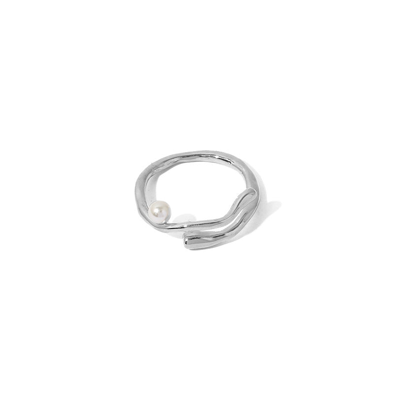 Wholesale Water Ripple Highlight Pearl Open Ring