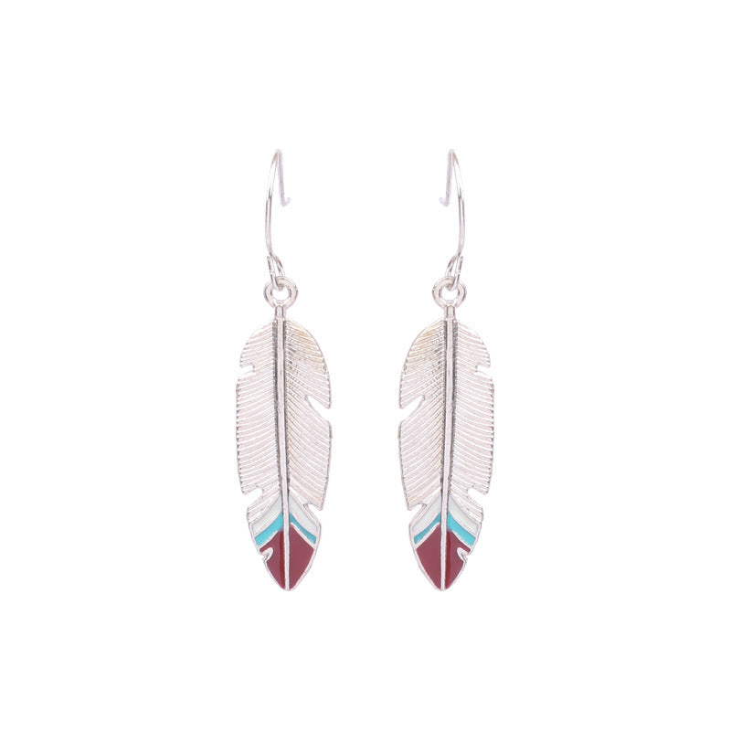 Wholesale Retro Tassel Hollow Alloy Oil Dripping Earrings Set