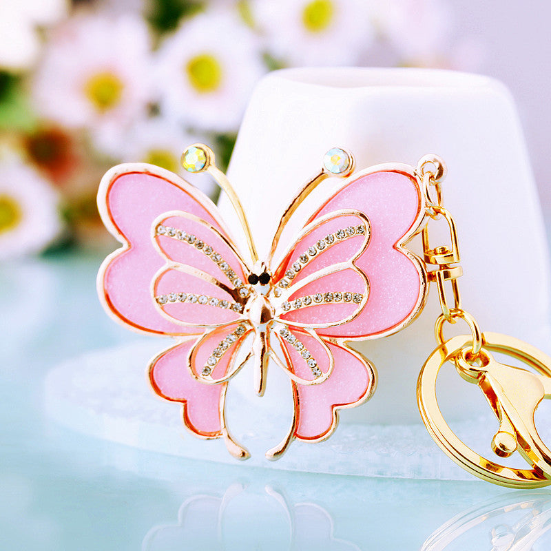 Wholesale Diamond Inlaid Butterfly Car Alloy Keychains