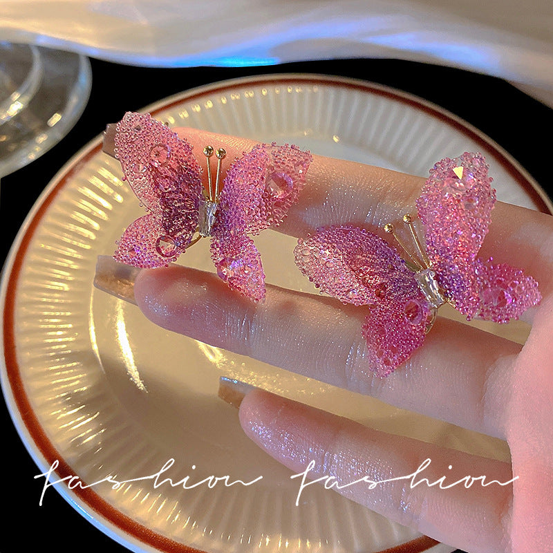 Pendientes de resina de mariposa al por mayor 925