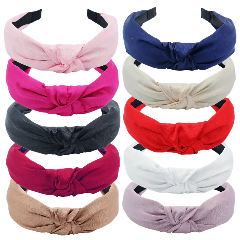 Wholesale Fabric Solid Color Cross Tie Headband