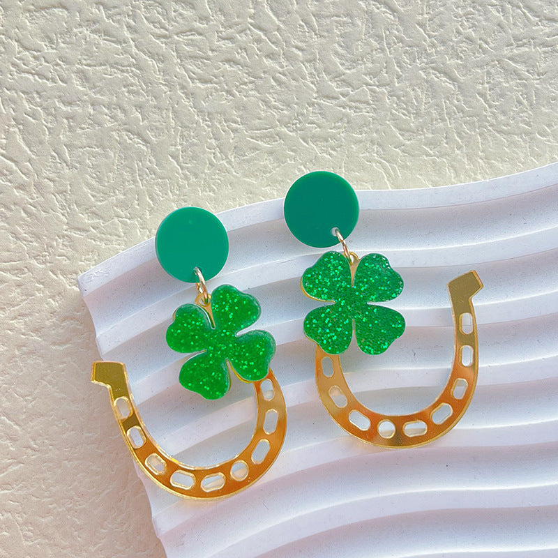 Wholesale  St. Patrick's Day  Lucky Grass Green Earrings