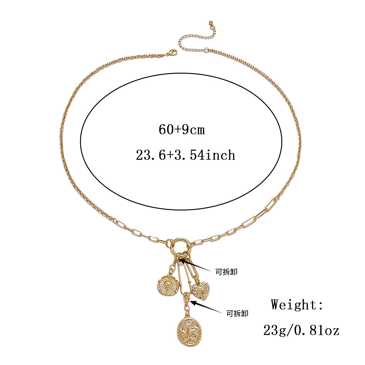 Wholesale Devil Eye Design Multi-Pendant Removable Zinc Alloy Necklace