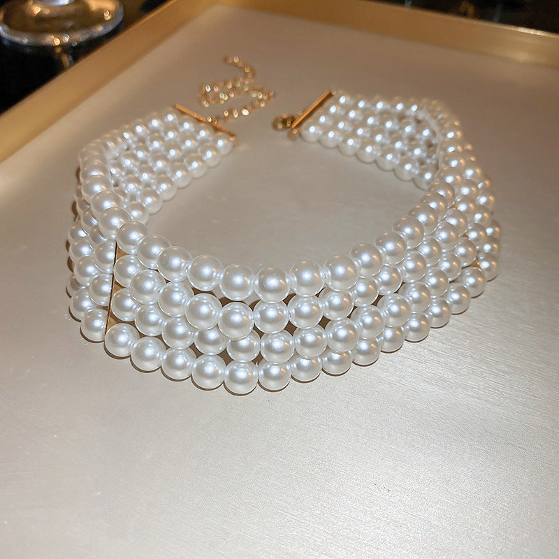 Wholesale Pearl Four-layer Retro Fashion Bracelet Necklace