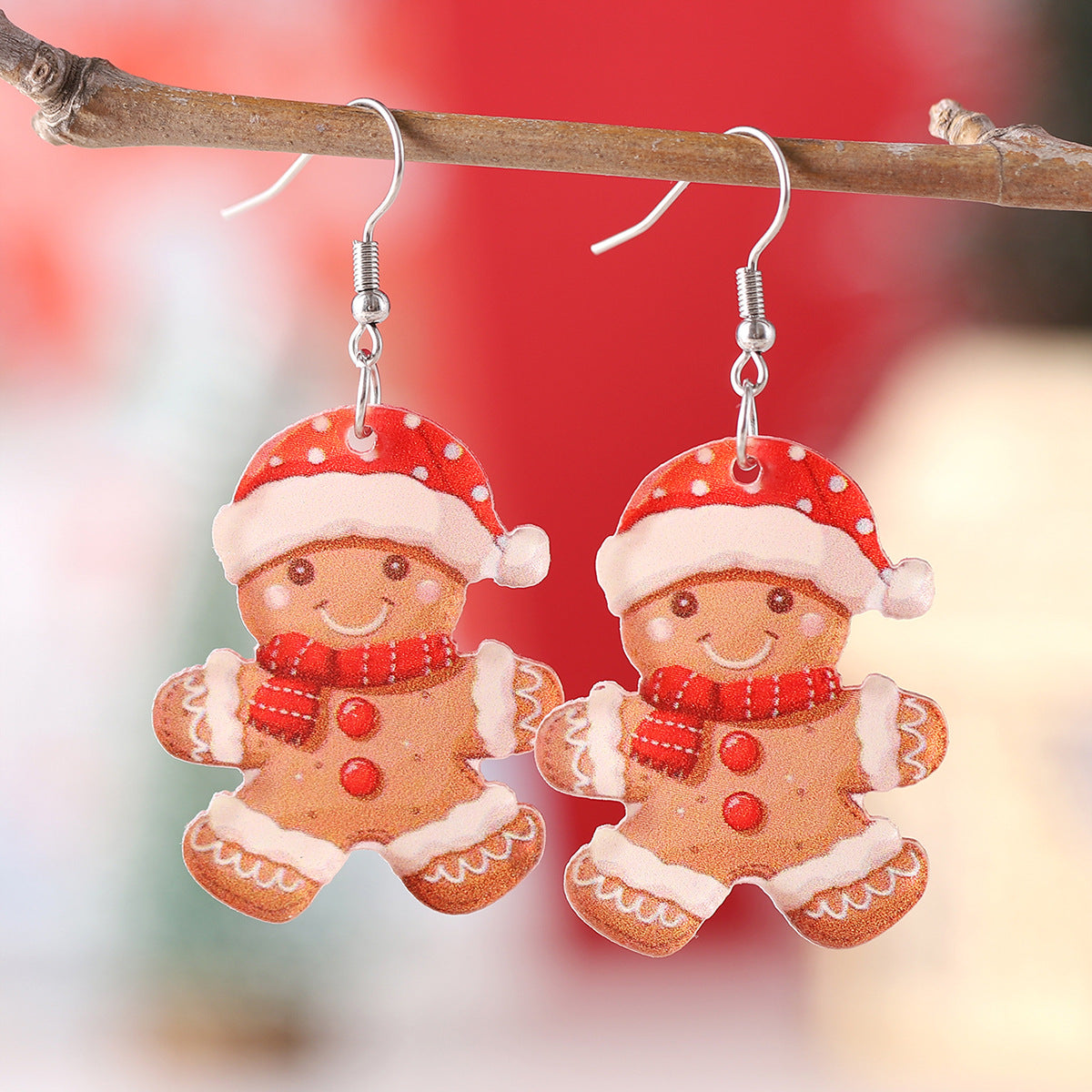 Wholesale Christmas Funny Gingerbread Man f Snowman Pendant Earrings