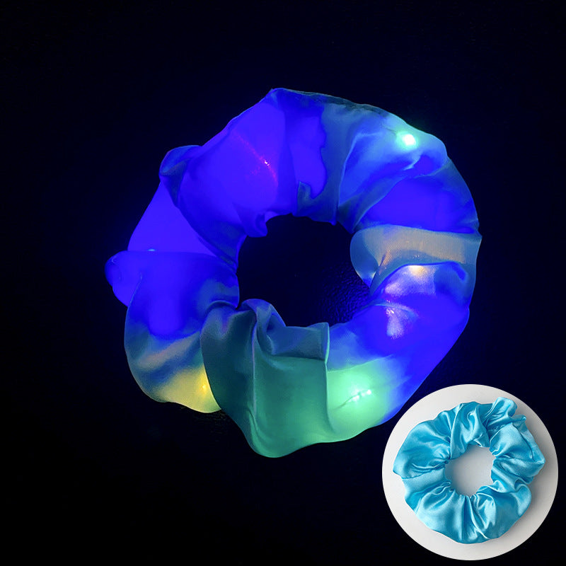 Wholesale Led Luminous Large Intestine Hair Ring DIY Night Light Flower Shiny Fat Intestine Head Rope Nightclub Rubber Band Hair Accessories