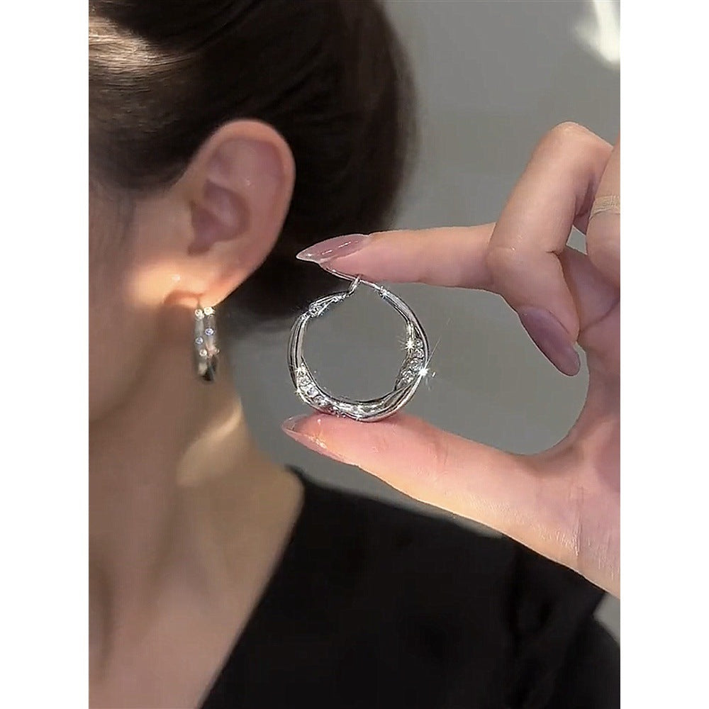 Wholesale S925 Silver Needle with Diamond  Silver Needle   Simp Fashionable All-match Earrings