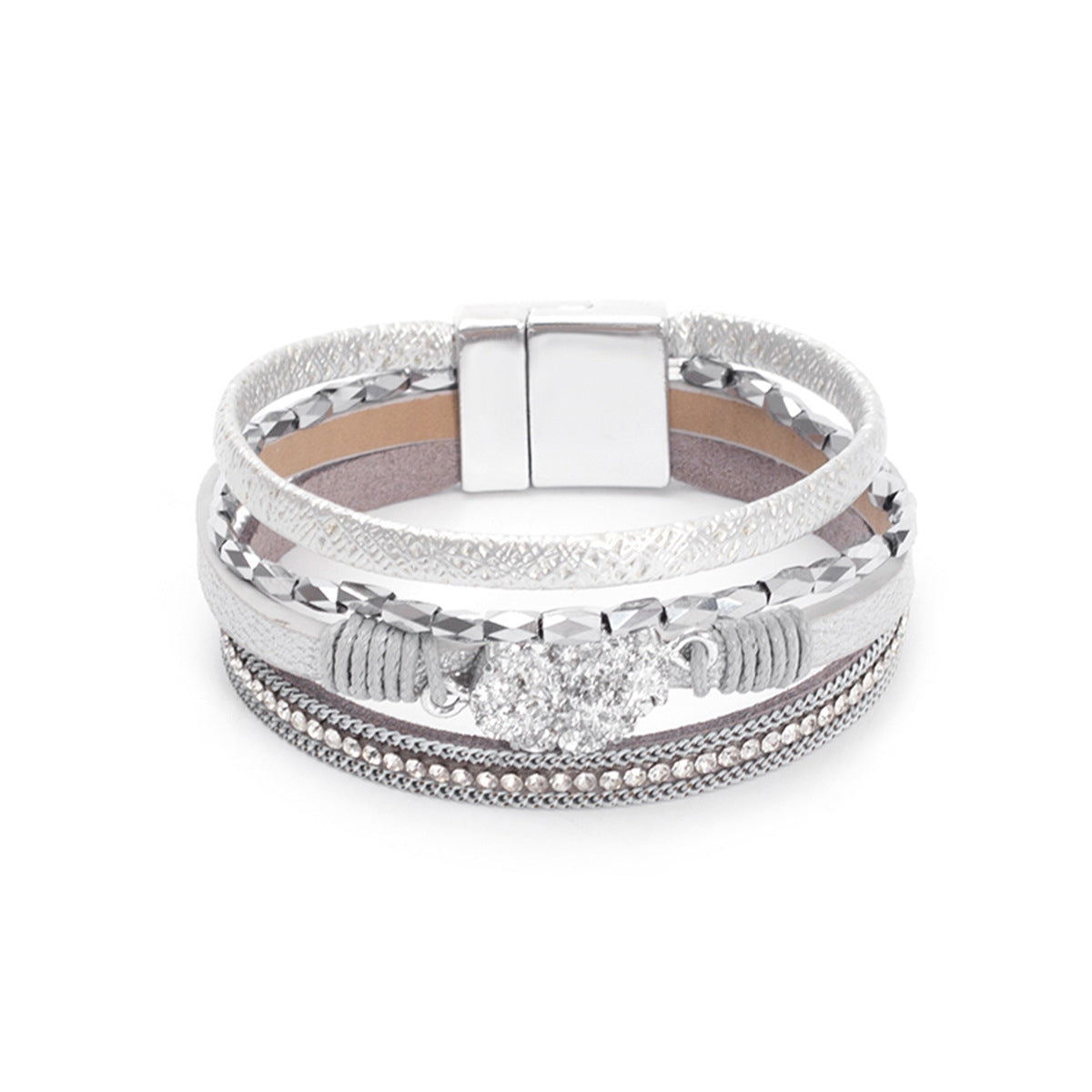 Wholesale Crystal Studded Vintage Ethnic Style Beaded Leather Bracelet