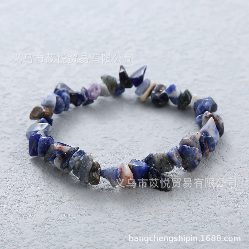 Wholesale 5pcs natural crystal gravel elastic bracelet colorful gravel bracelet