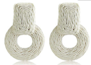 Wholesale Raffia Handmade Geometric Earrings