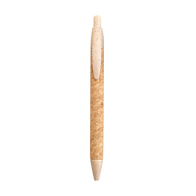 Wholesale of New Environmentally Friendly and Biodegradable Wheat Straw Straw Pen Pattern Paper Tube Cork Ballpoint Pen