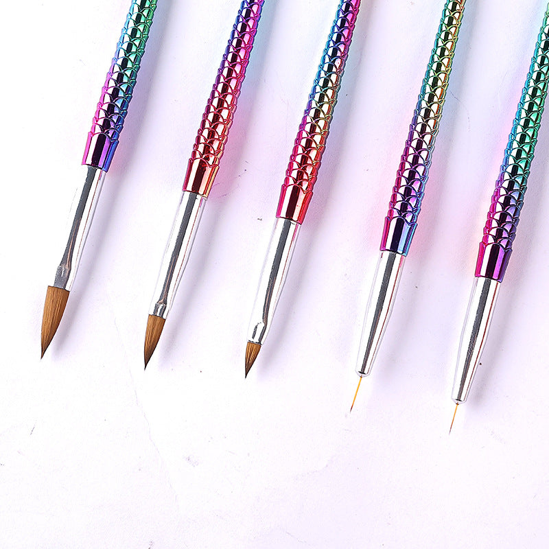 Wholesale Mermaid Metal Pole Nail Art Brush Set 5 Pieces