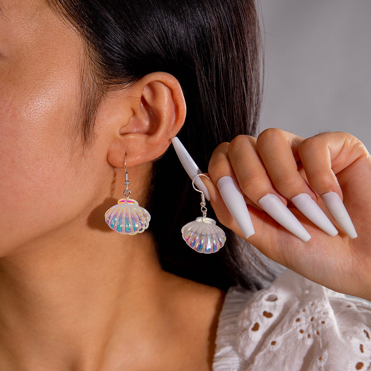 Wholesale Colorful Resin Starfish and Scallop Earrings
