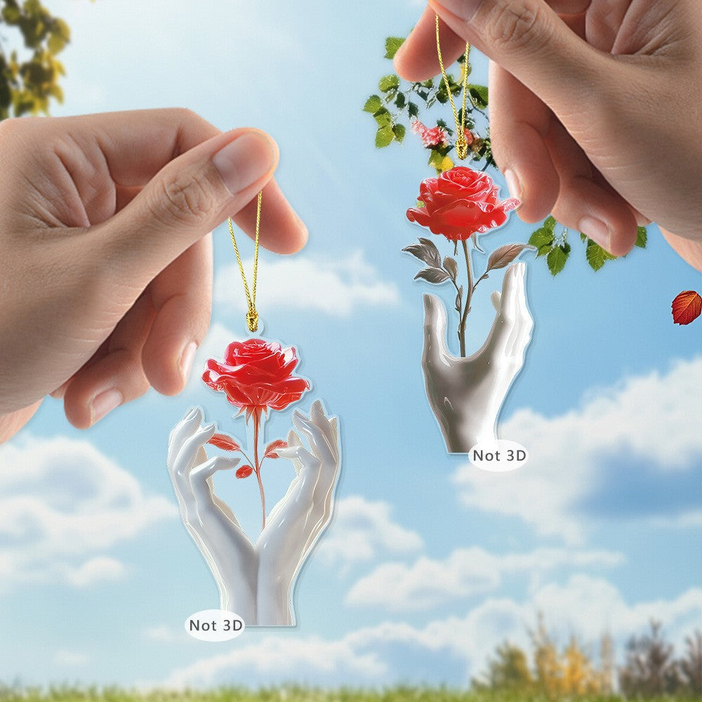 Wholesale Acrylic Interior Car Hanging Ornament  Rose and Woman' s Hand