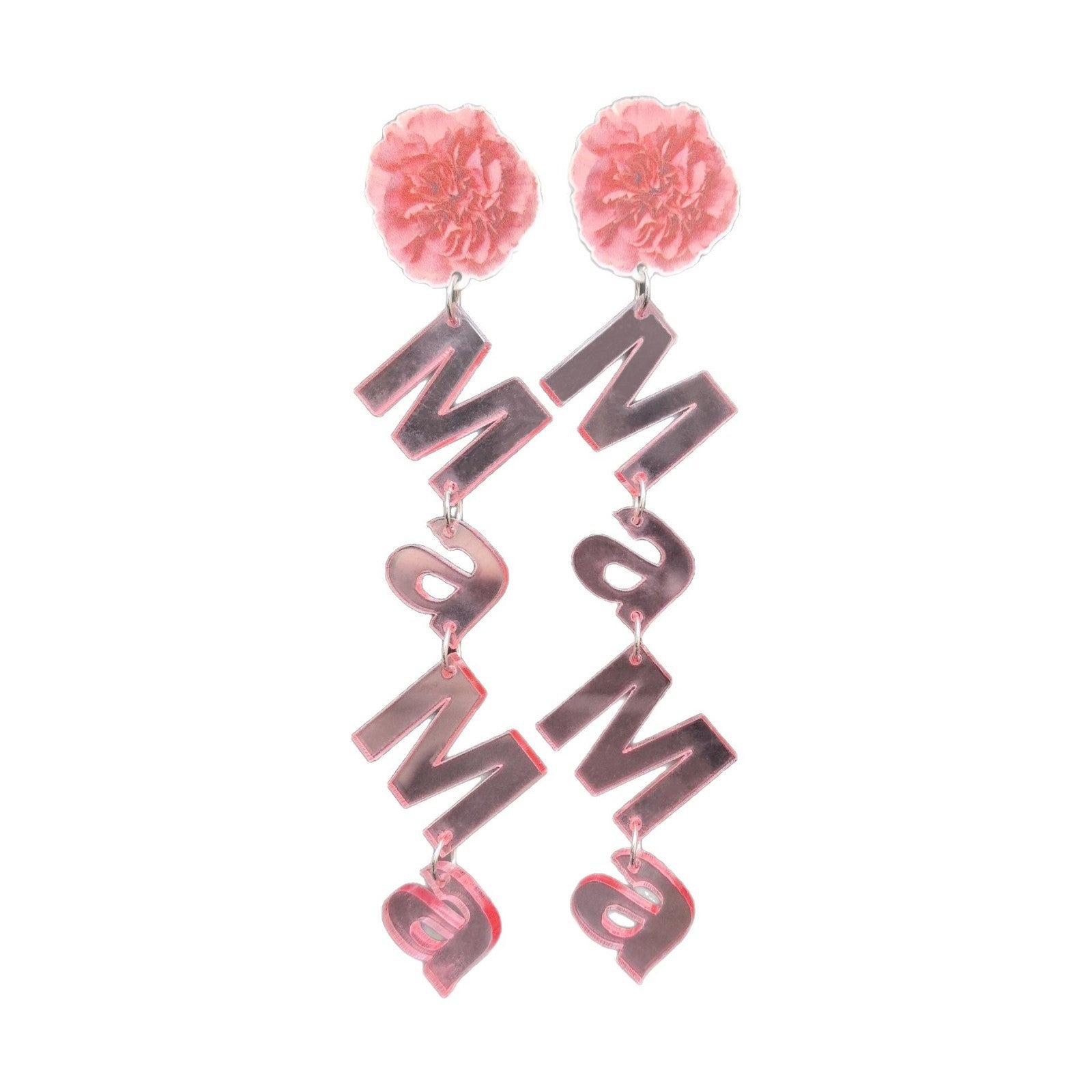 Wholesale 2PCS/Pack flower color transparent candy color mother's day acrylic letter earrings holiday gift earrings