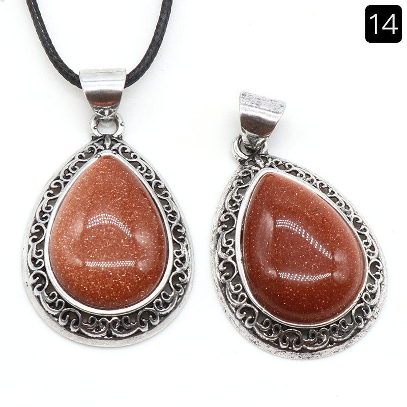 Wholesale Natural crystal agate semi-precious stone teardrop pendant