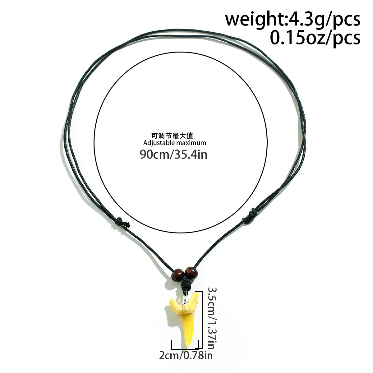 Wholesale Men's wooden bead shark tooth necklace jewelry