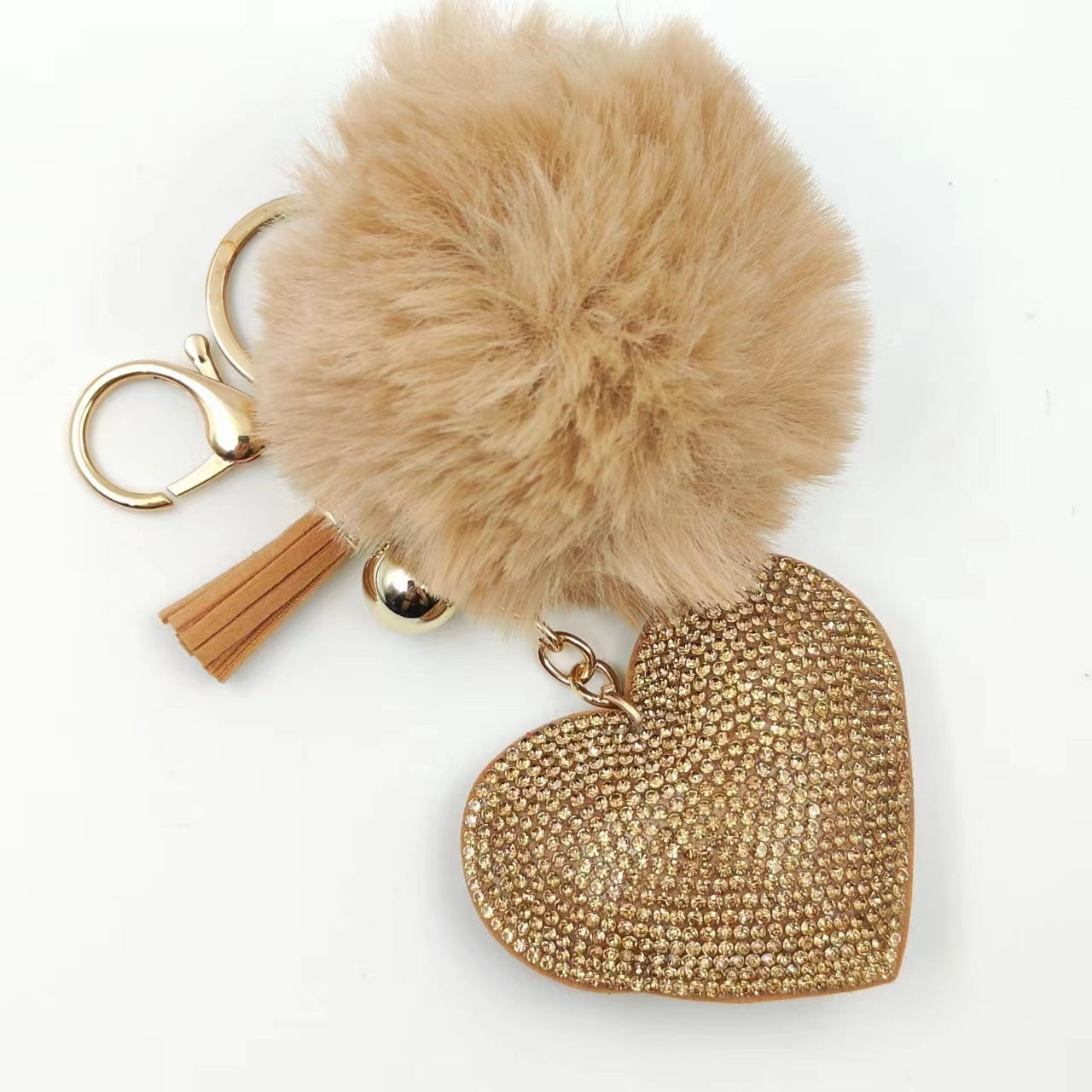 Wholesale explosions hot drilling love key chain bag pendant fur ball accessories car pendant