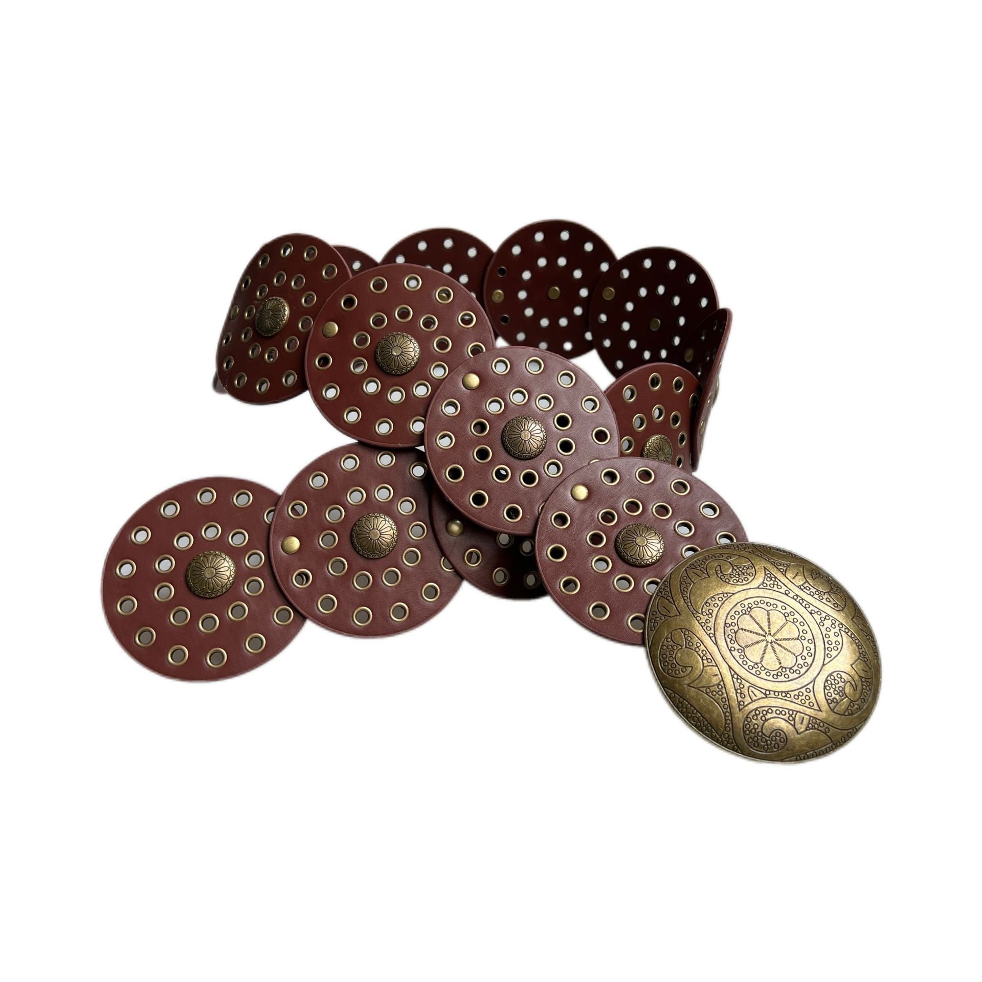 Wholesale Hot Girl Subculture Disc Hook Imitation Leather Retro Rivet Stitching Gold Waist Wide Belt